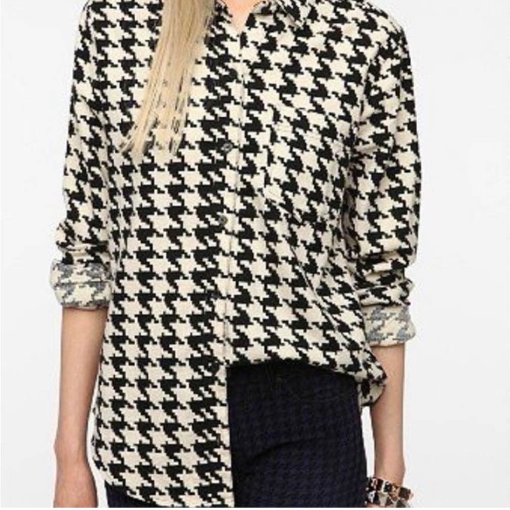 bdg hounds tooth flannel buttondown